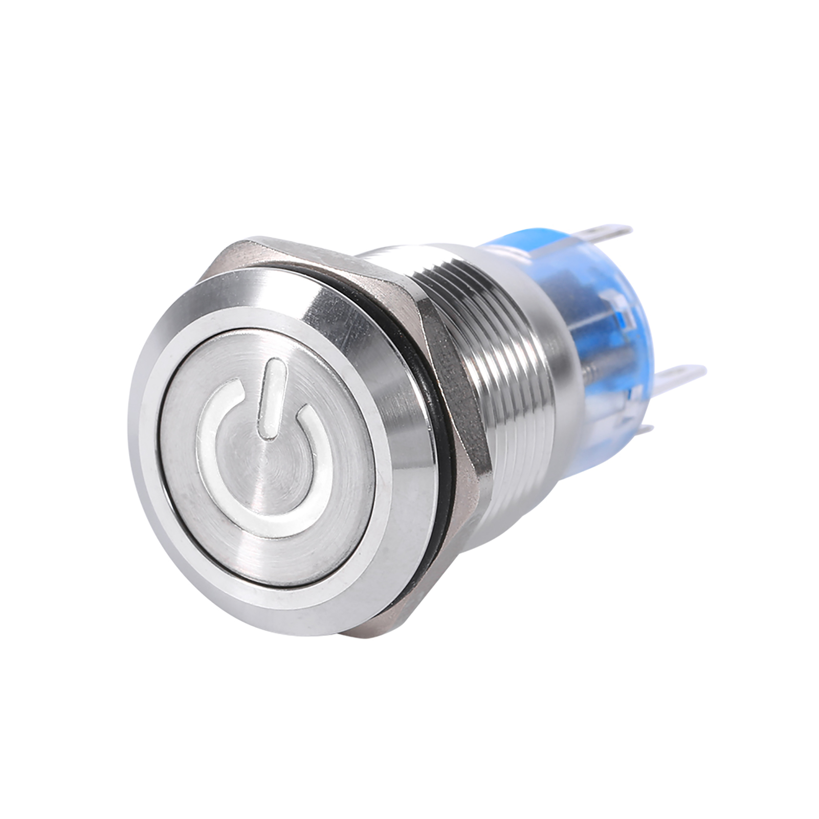 Wasserdichter 19-mm-edelstahl-druckknopf Mit Selbstverriegelung, 12–24 V, Weißer Led Und Netzschalter