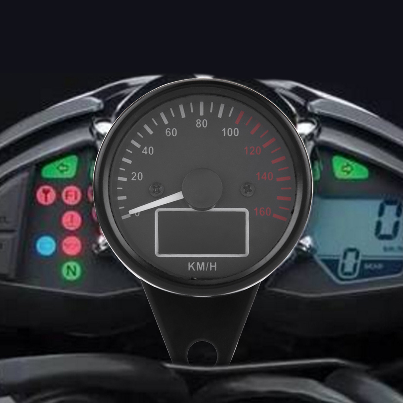 Universeller Motorrad-tachometer 0-160 Km/h, Digitales Led-lcd-display, Drehzahlmesser Mit Schwarzem Retro-zifferblatt Für Motorräder