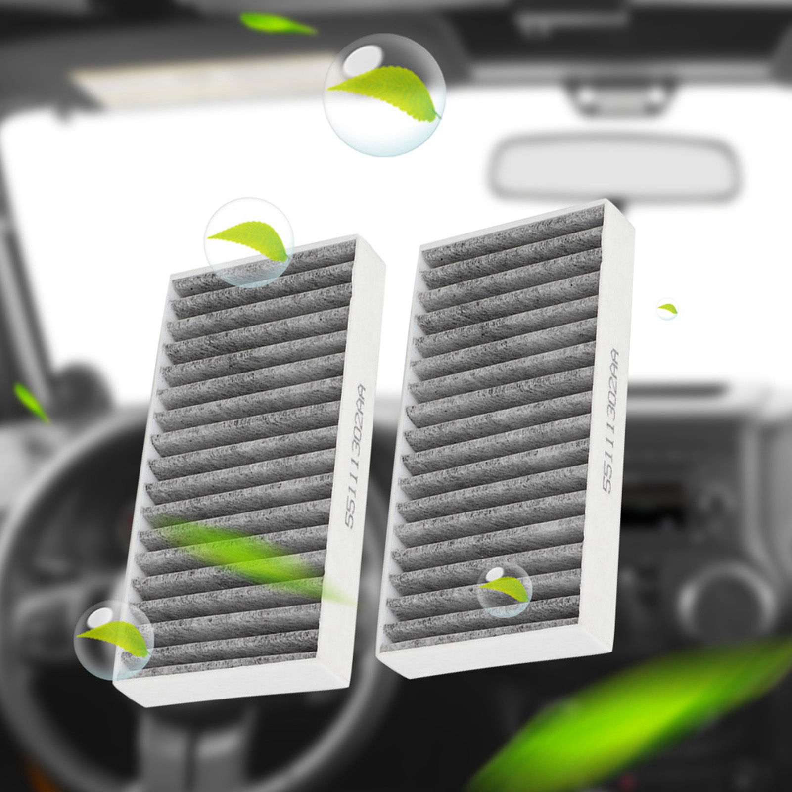 2 Innenraumfilter 55111302aa, 68233626aa Für Jeep Wrangler 3.6l, 2.8, 3.8, V6 - Ersatzfilter Für Klimaanlage, Innenraum, Pollen, Staub, 2 Stück
