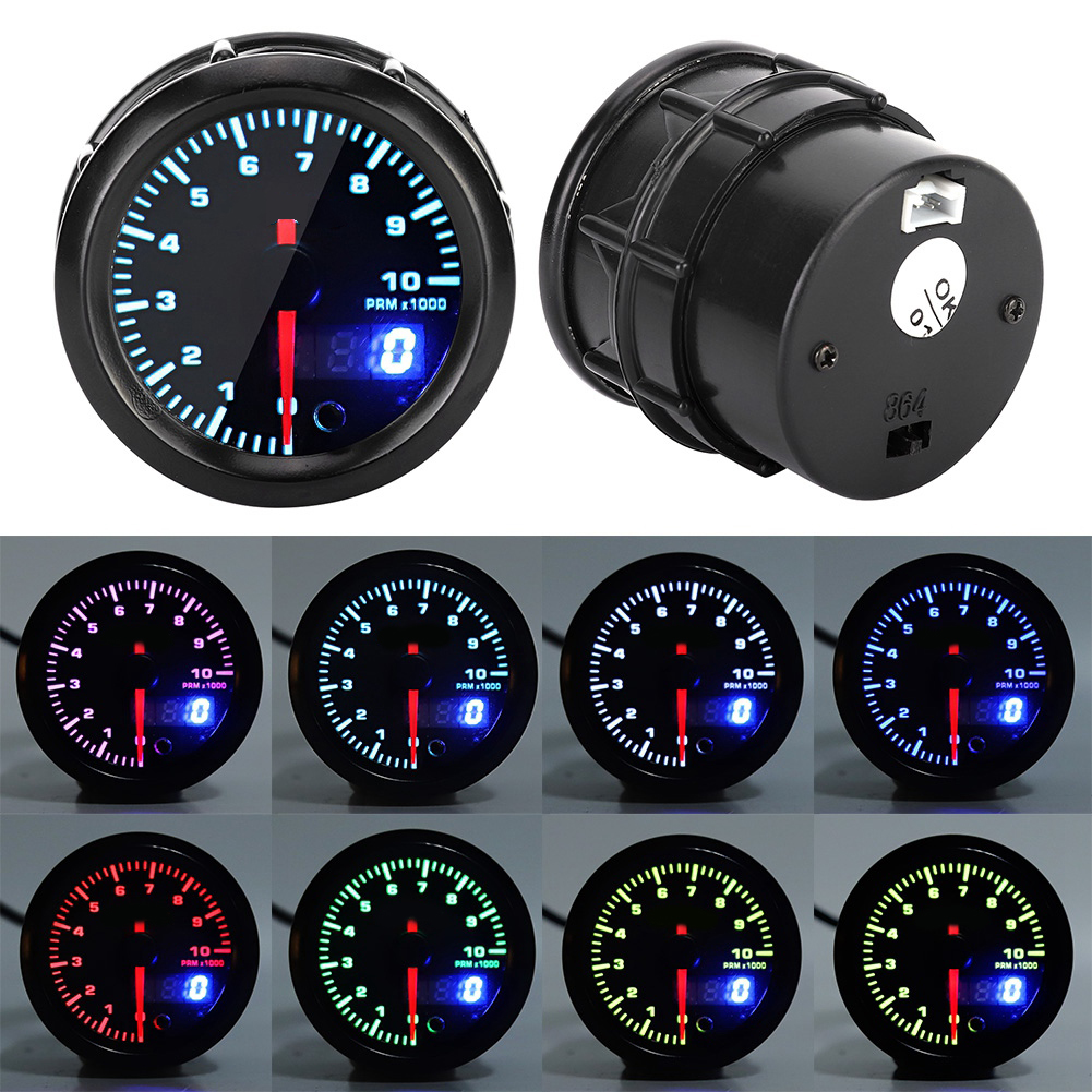 2-zoll-12-v-drehzahlmesser Mit Zeiger Und Digitaler Anzeige, Schrittmotor, 0–10000 U/min