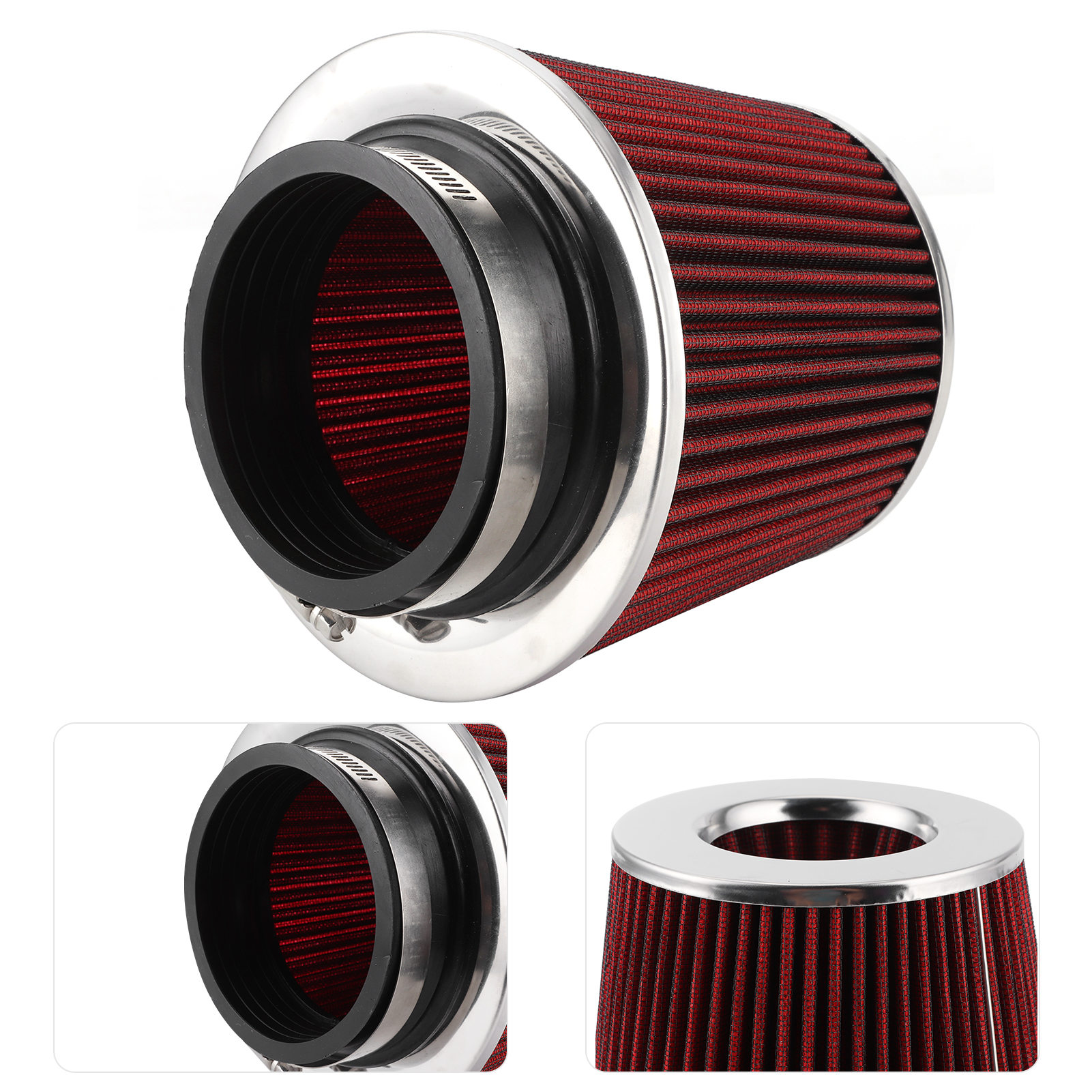 90 Mm Reinigbarer Und Wiederverwendbarer Ansaugluftfilter Mit Befestigungsklammern, Filtert Verunreinigungen, Universell Einsetzbar.