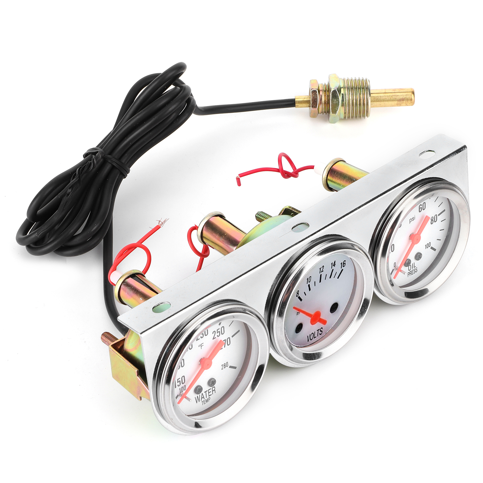 3-in-1 Universal-instrumentensatz: Wassertemperatur, Voltmeter, Öldruck (52 Mm) – Mechanisches Kfz-instrumentenset