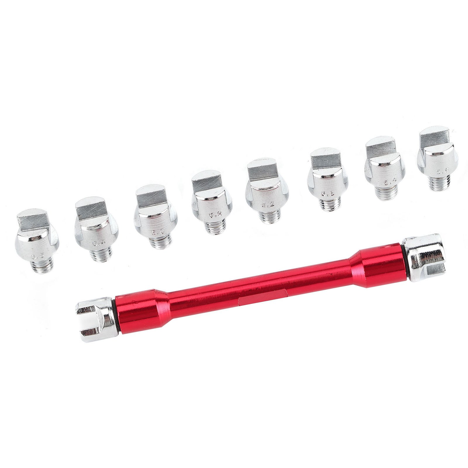 Cnc-gefräster Motorradspeichenschlüssel 5,0–6,8 Mm, 93 Mm Länge, Für Die Meisten Motorräder, Rot, Radeinstellwerkzeug