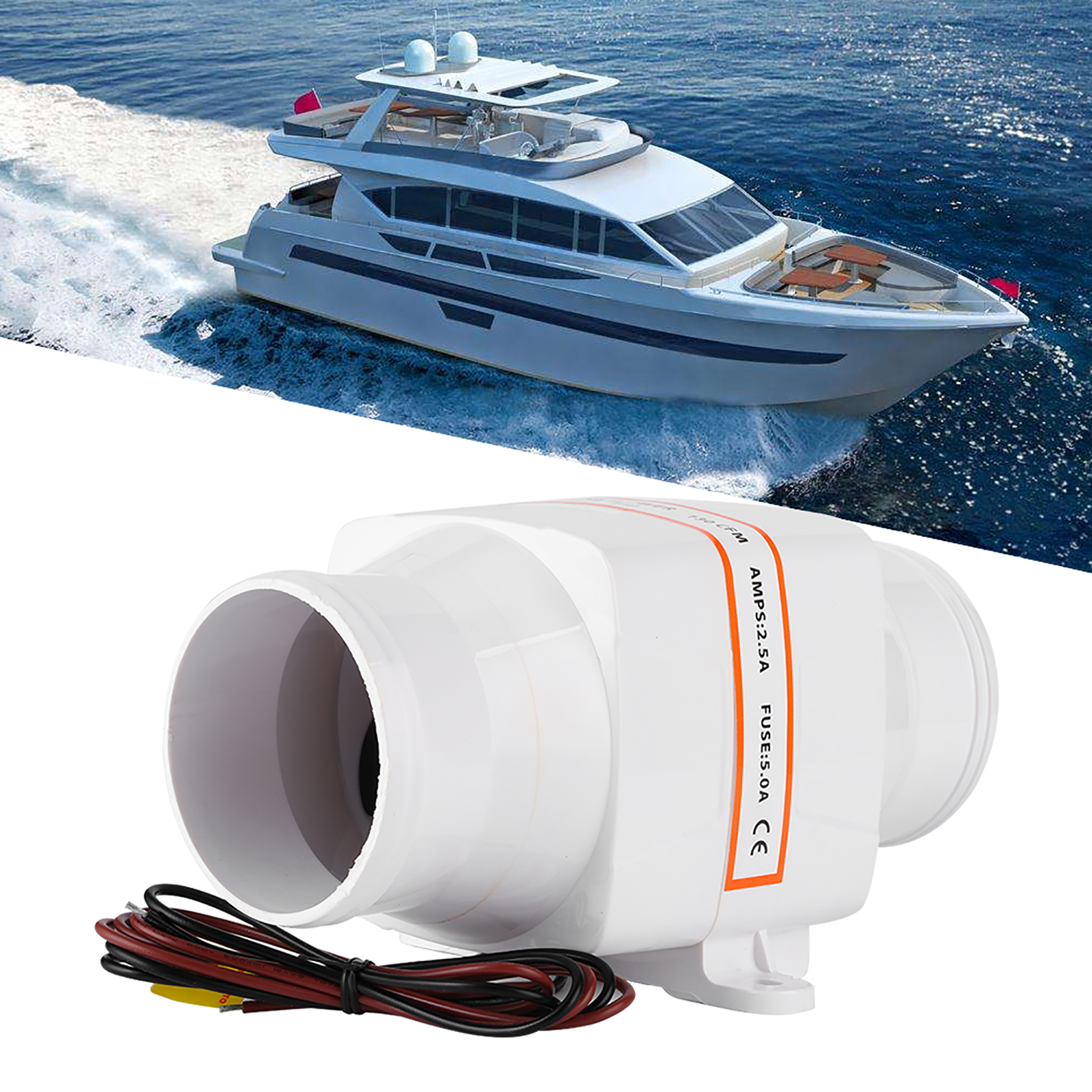 3-zoll-inline-bilgenlüfter, Leiser, Starker Belüftungsventilator Für Yachten, Boote Und Wohnmobile (12 V)