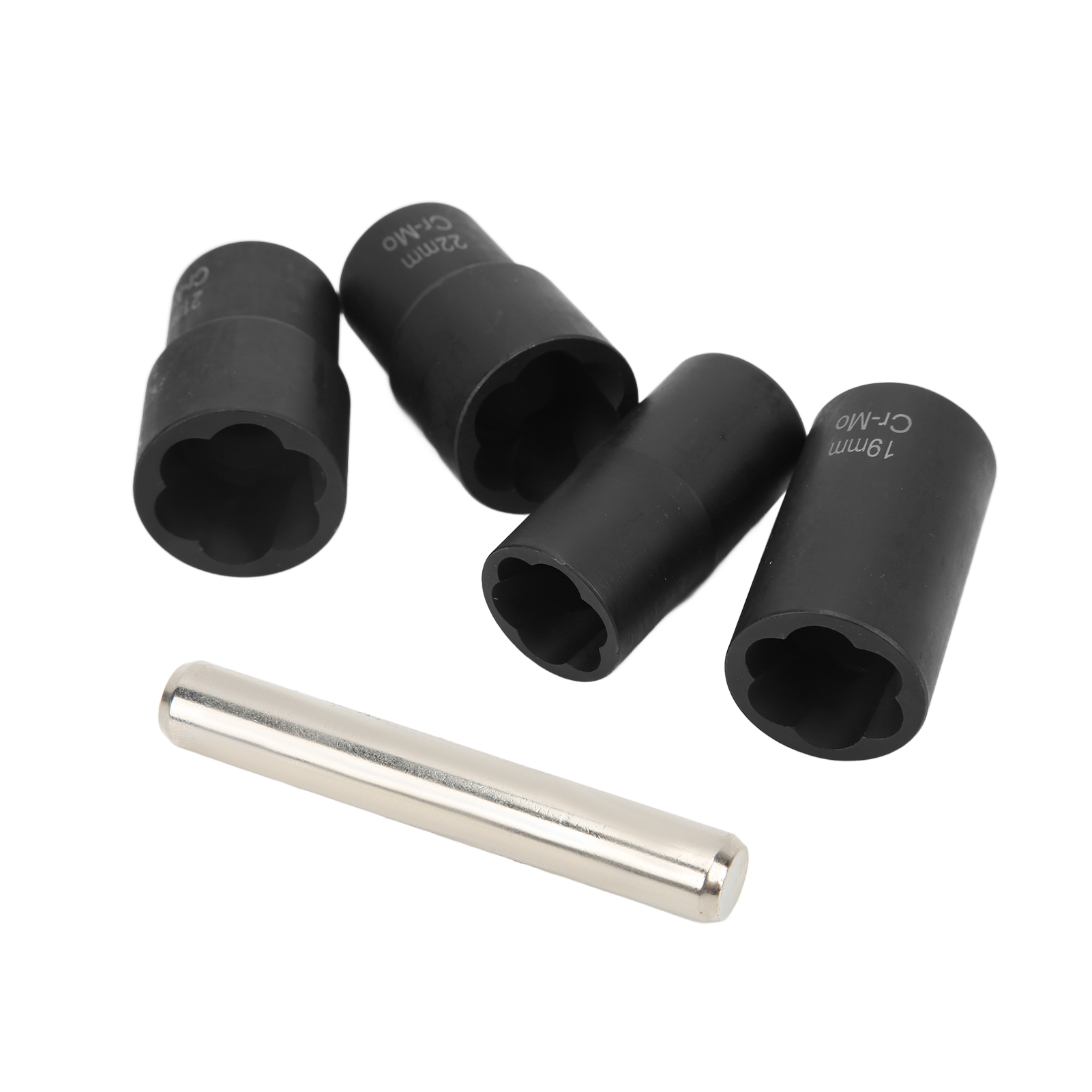 Set Bestehend Aus 5 1/2-zoll-schrauben- Und Mutternausdrehern, 17-22-mm-schlagstecknüssen, Demontagewerkzeug Für Die Kfz-wartung, Robuster Griff.