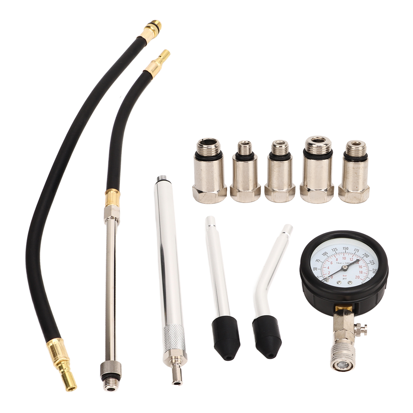 17-teiliges Motorkompressionsprüfgerät-set 0-300 Psi Universelles Digitales Manometer Zylinderdruckprüfung