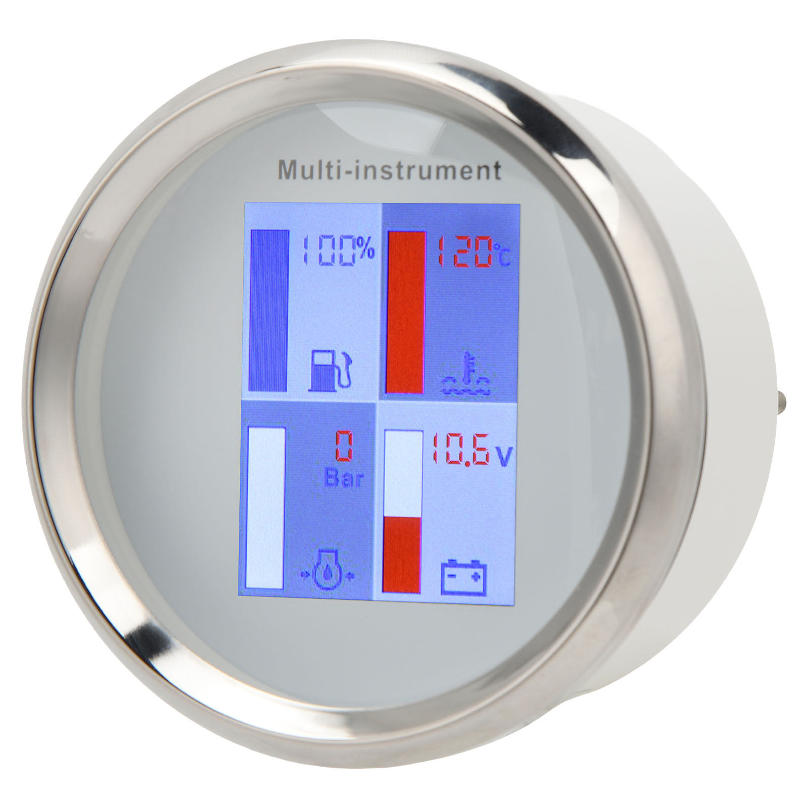 Digitales Wassertemperaturmessgerät (85 Mm), Led-hintergrundbeleuchtung, Hohe Präzision, Wasserdicht (ip67), Multifunktional Für Boote, Yachten Und Außenbordmotoren, Weißes Zifferblatt, Weißes Display