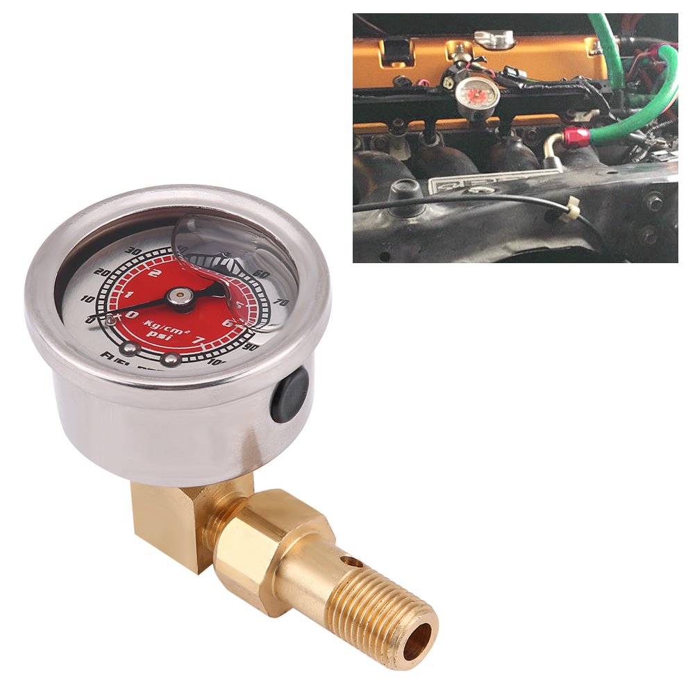 Universeller Kraftstoffdruckregler Mit Adapterset Und 0-100 Psi Flüssigkeitsmanometer, Rot, Für Benzin