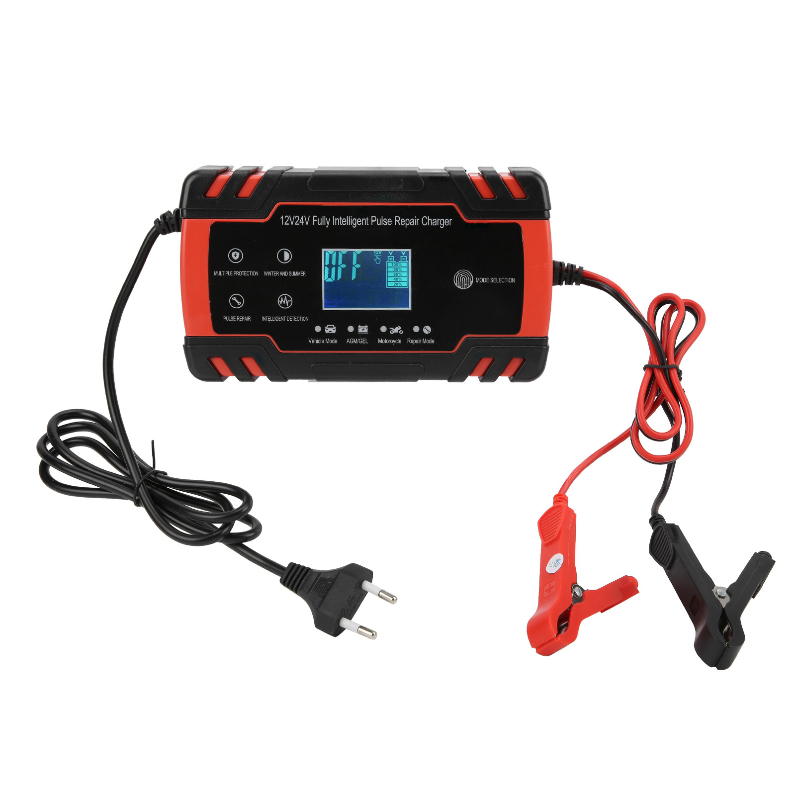 Intelligentes Ladegerät Für 12v/24v-batterien (2-150ah), Geeignet Für Auto- Und Motorradreparaturen, 110v-240v-eu-stecker