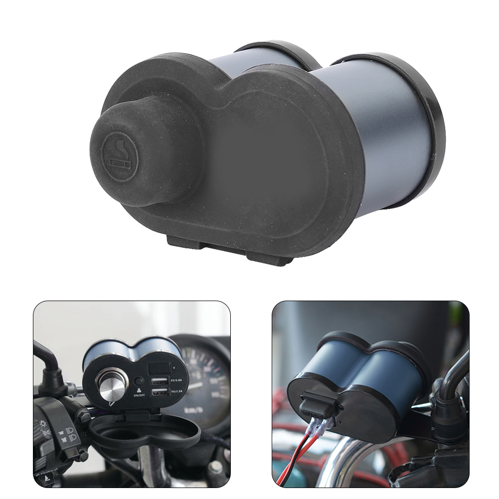 12v Motorrad-zigarettenanzünder-ladegerät Aus Aluminiumlegierung Mit Spannungsanzeige, Grau