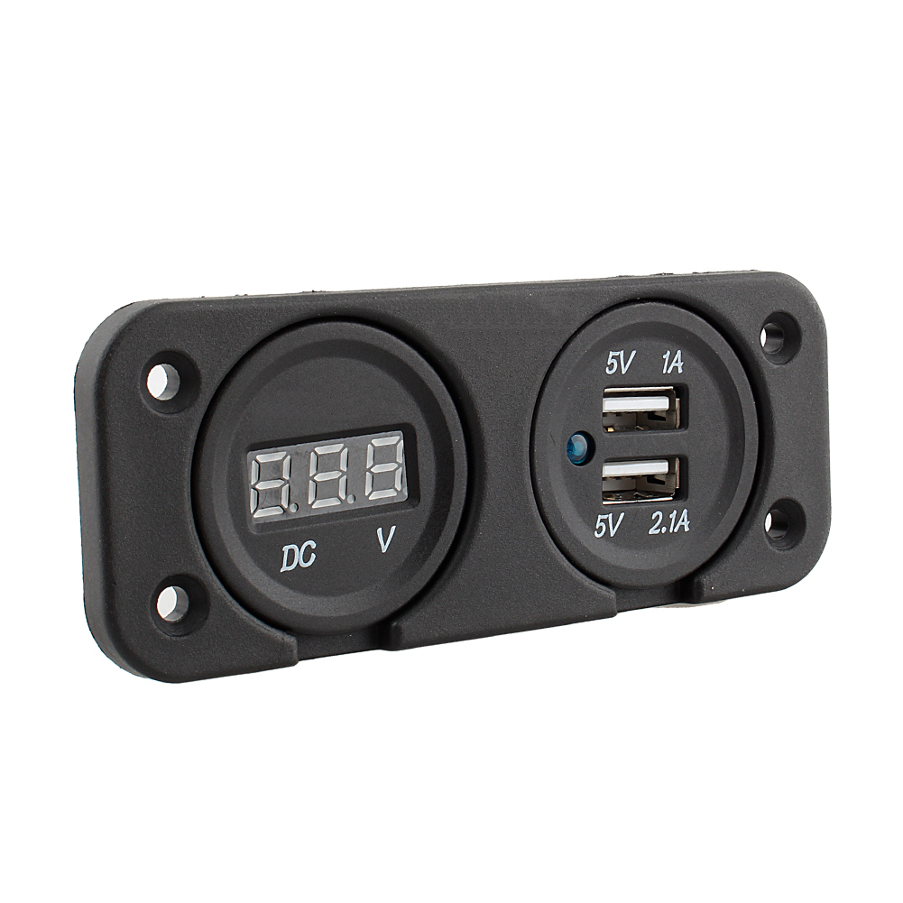 Digitales Led-voltmeter Mit Zwei Usb-anschlüssen Und 12v-24v-ladegerät Für Auto, Boot Und Schiff