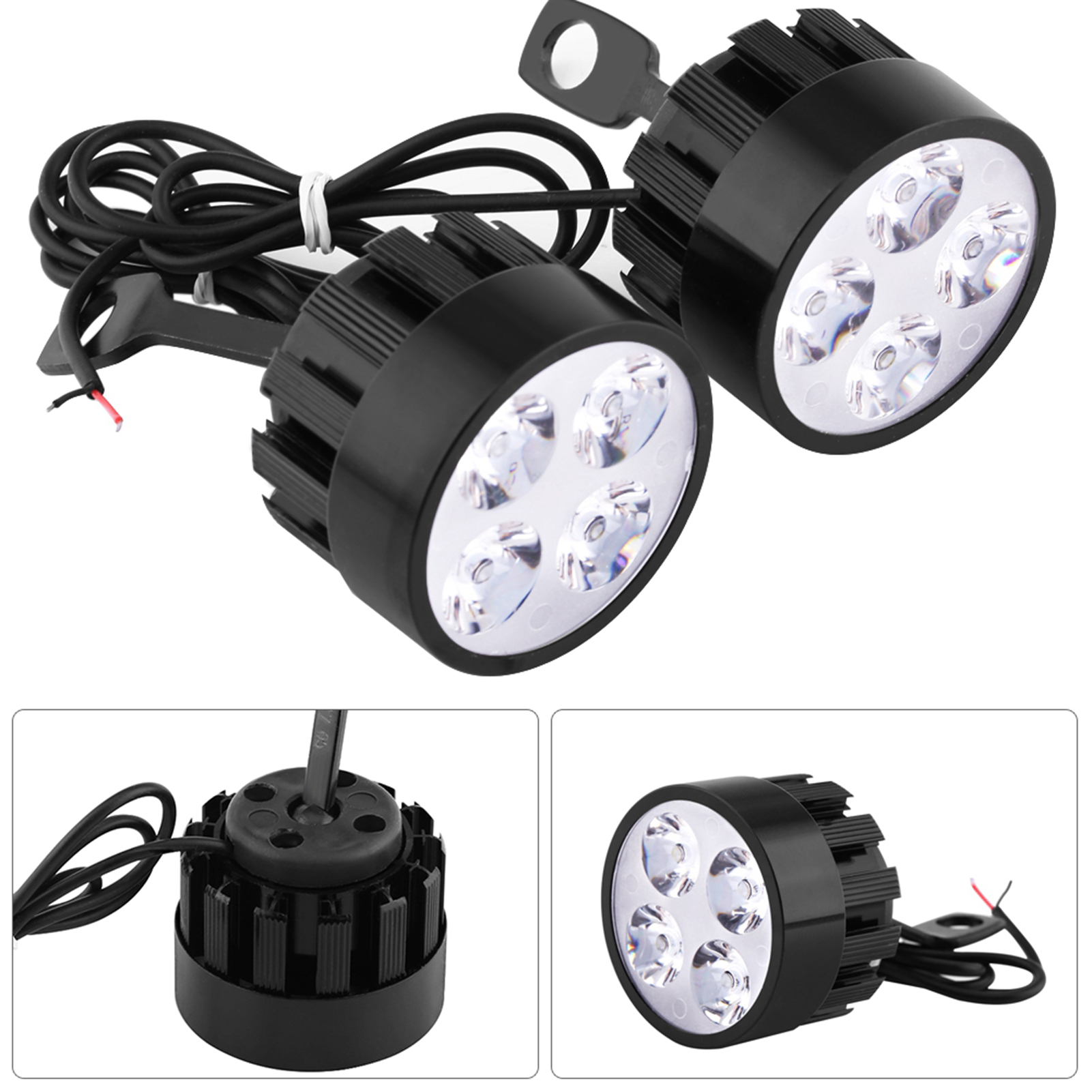 Paar Led-nebelscheinwerfer Für Motorräder, Universal-scheinwerfer, Leistungsstarke Zusatzbeleuchtung, Wasserdichtes Fahrlicht, Weißer Frontscheinwerfer, 2er-pack.