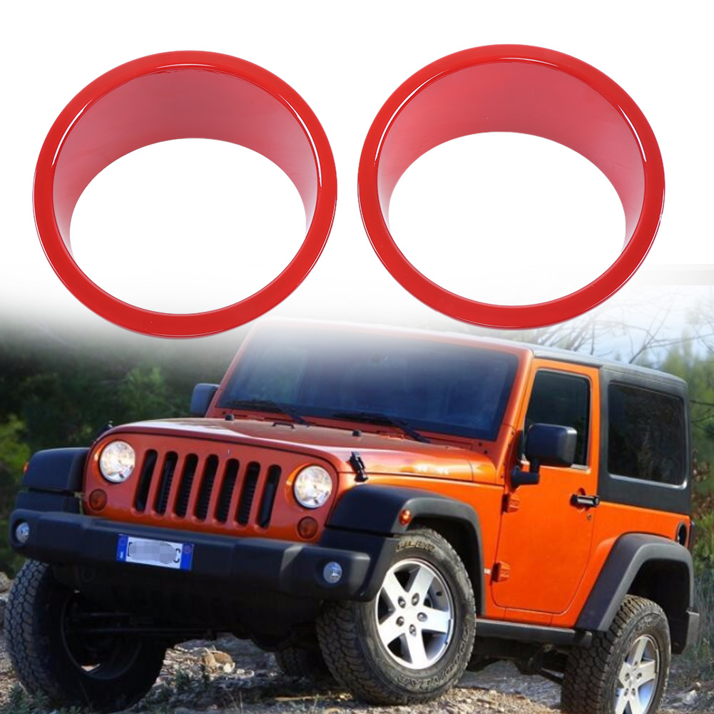 2 Stück Frontscheinwerfer-abdeckungen Passend Für Jeep Wrangler 2007-2017, Rot