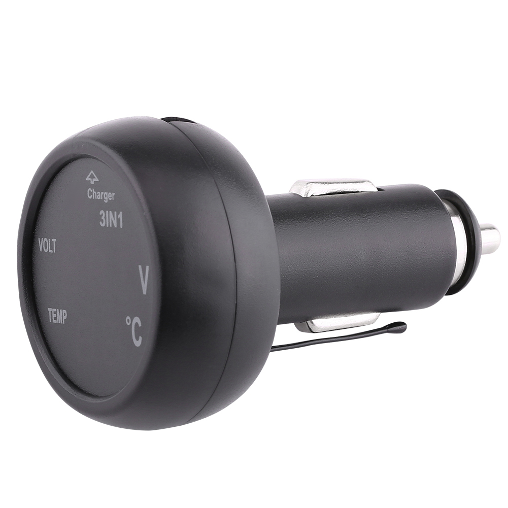 12v/24v Usb-kfz-ladegerät Mit Dualem Led-digitalvoltmeter, Thermometer, Zigarettenanzünderbuchse, 2-in-1-kfz-stecker, Grün Und Rot