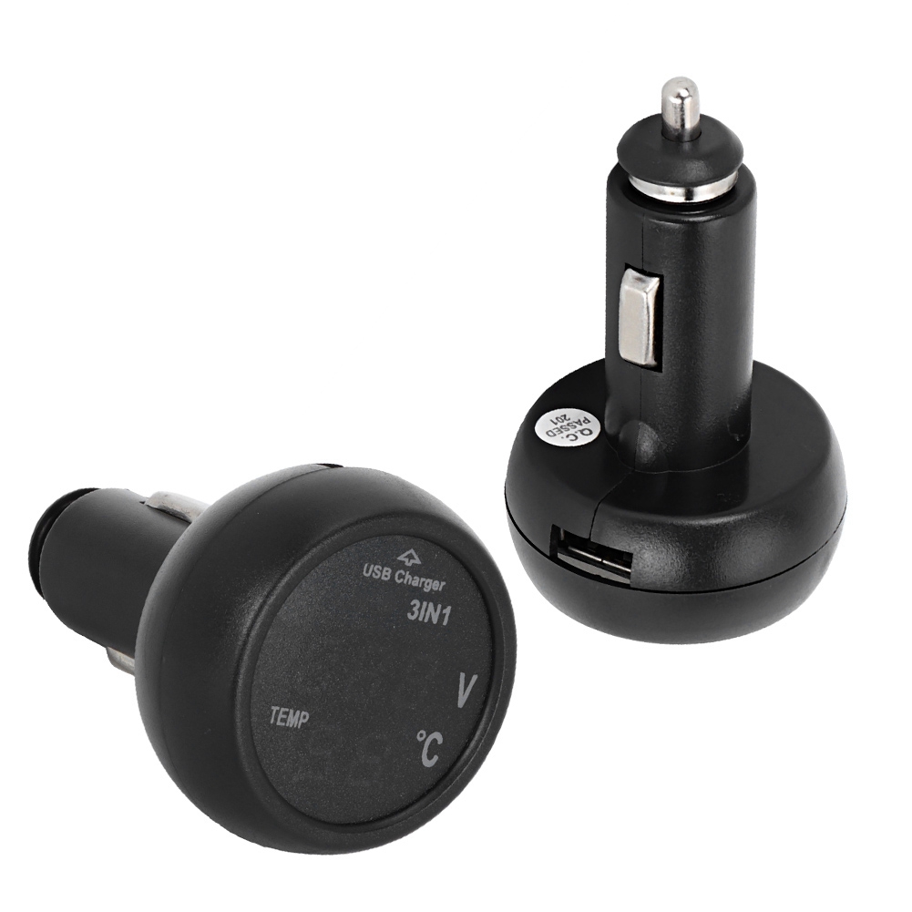 12v/24v Led-digitalvoltmeter Mit Thermometer, 3-in-1 Usb-autoladegerät, Multifunktions-automultimeter, Digitalanzeige, Zigarettenanzünderstecker.