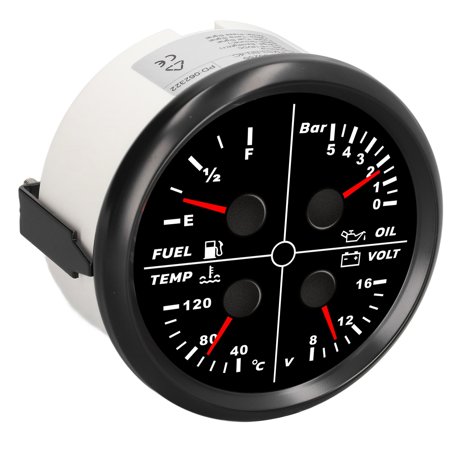 85-mm-4-in-1-multifunktionsanzeige, Zeigeranzeige Für Kraftstoffstand, Öldruck, Wassertemperatur Und Voltmeter, Kompatibel Mit Wohnmobilen, Yachten Und Booten.
