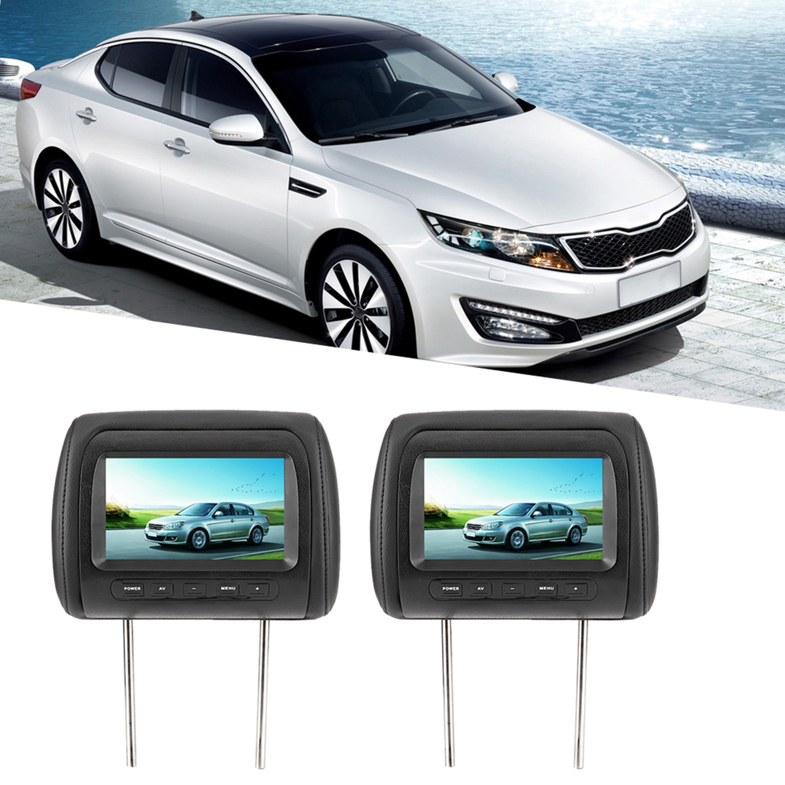 2 Stück 7-zoll-lcd-videomonitor Mit Drahtloser Steuerung Und Verstellbarer Kopfstütze, Mp5-display, Schwarz
