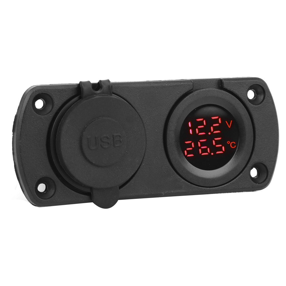 Temperatur-voltmeter-ladegerät, Kfz-doppel-usb-12v-steckdose, Zigarettenanzünderbuchse, Rot