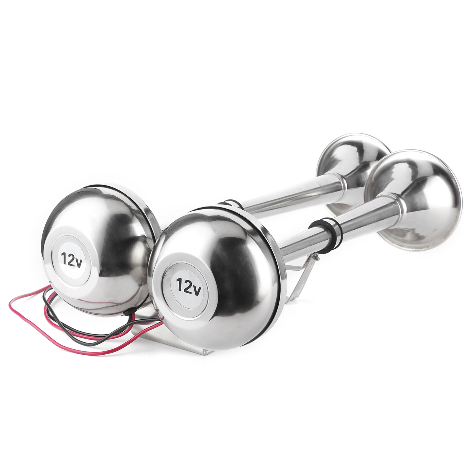 125 Db Doppelhorn, 12 V, Kleine Baugröße, Elektrisches Edelstahlhorn, Marinequalität, 380 Hz, Boot