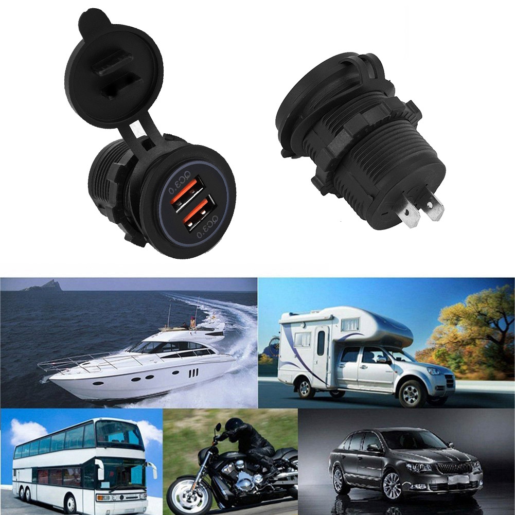 Schnellladefunktion Mit Zwei Ports (qc3.0), 12v/24v Zigarettenanzünderstecker Für Auto, Motorrad, Boot