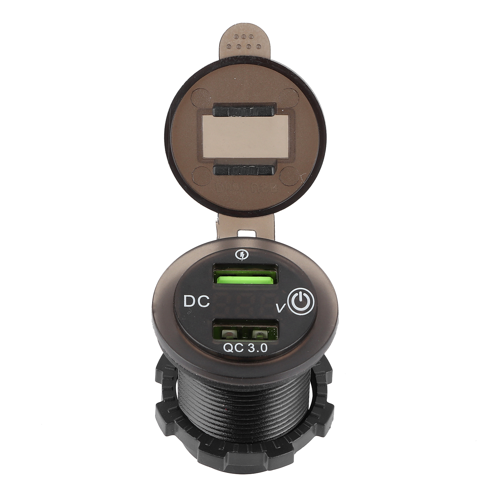 Dual-usb-ladegerät Mit Qc 3.0 Schnellladefunktion, Wasserdicht, Mit Led-voltmeter Für Auto, Boot, Yacht, Atv, Wohnmobil, Blaue Led-beleuchtung