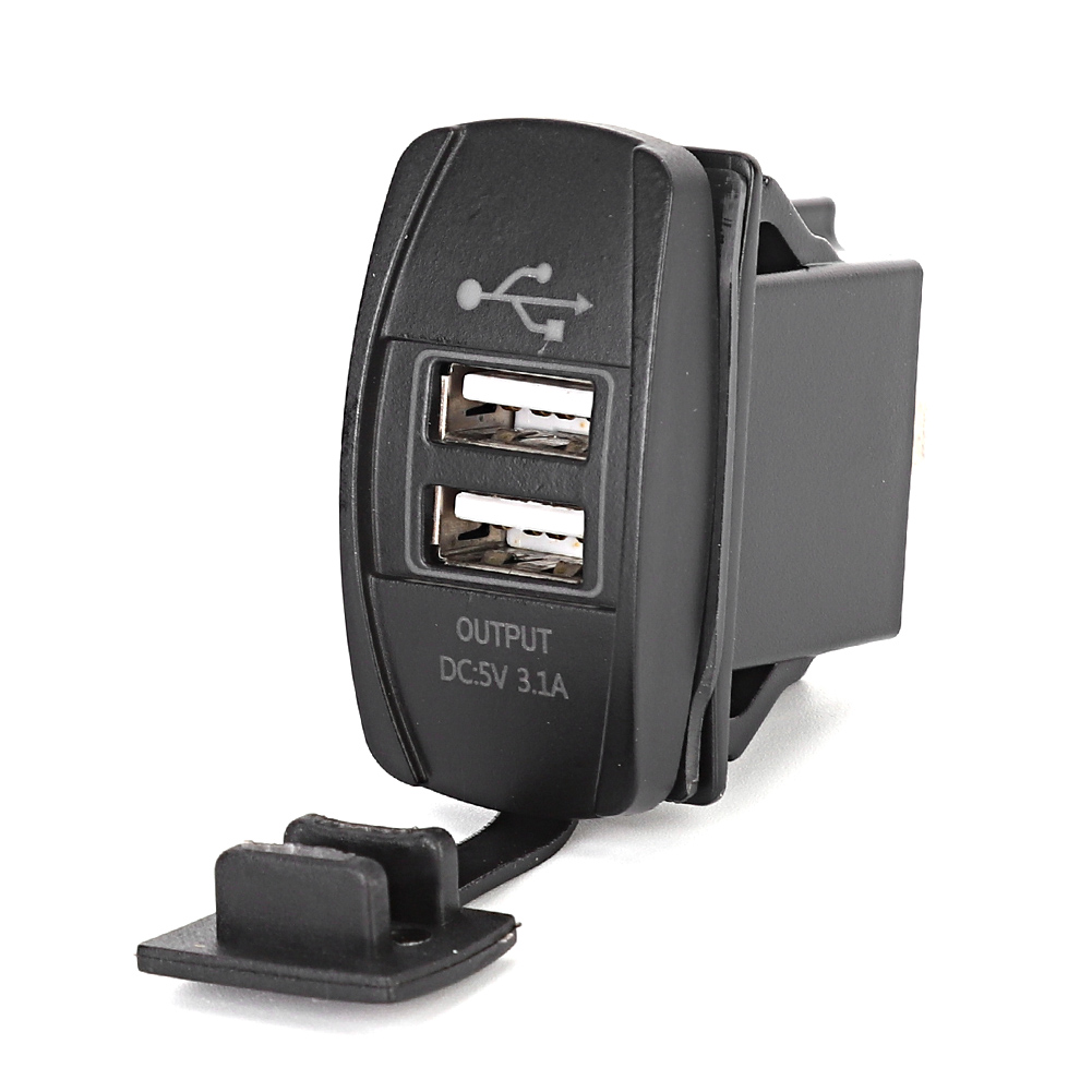 Duales 3,1-a-usb-ladegerät (12–24 V) Für Auto, Boot, Motorrad, Zigarettenanzünderadapter Mit Grüner Kontrollleuchte, Universell