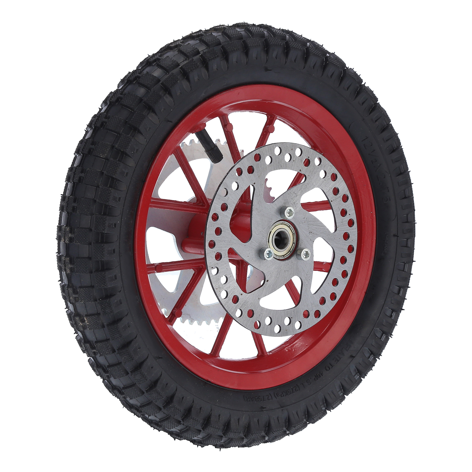 12,5 X 2,75 Zoll Mini-bike-hinterreifen, Rutschfeste Gummimischung, Felge Aus Leichtmetallstahl, Für 47- Und 49-cm³-zweitakt-motocross-motorräder, Rote Farbe