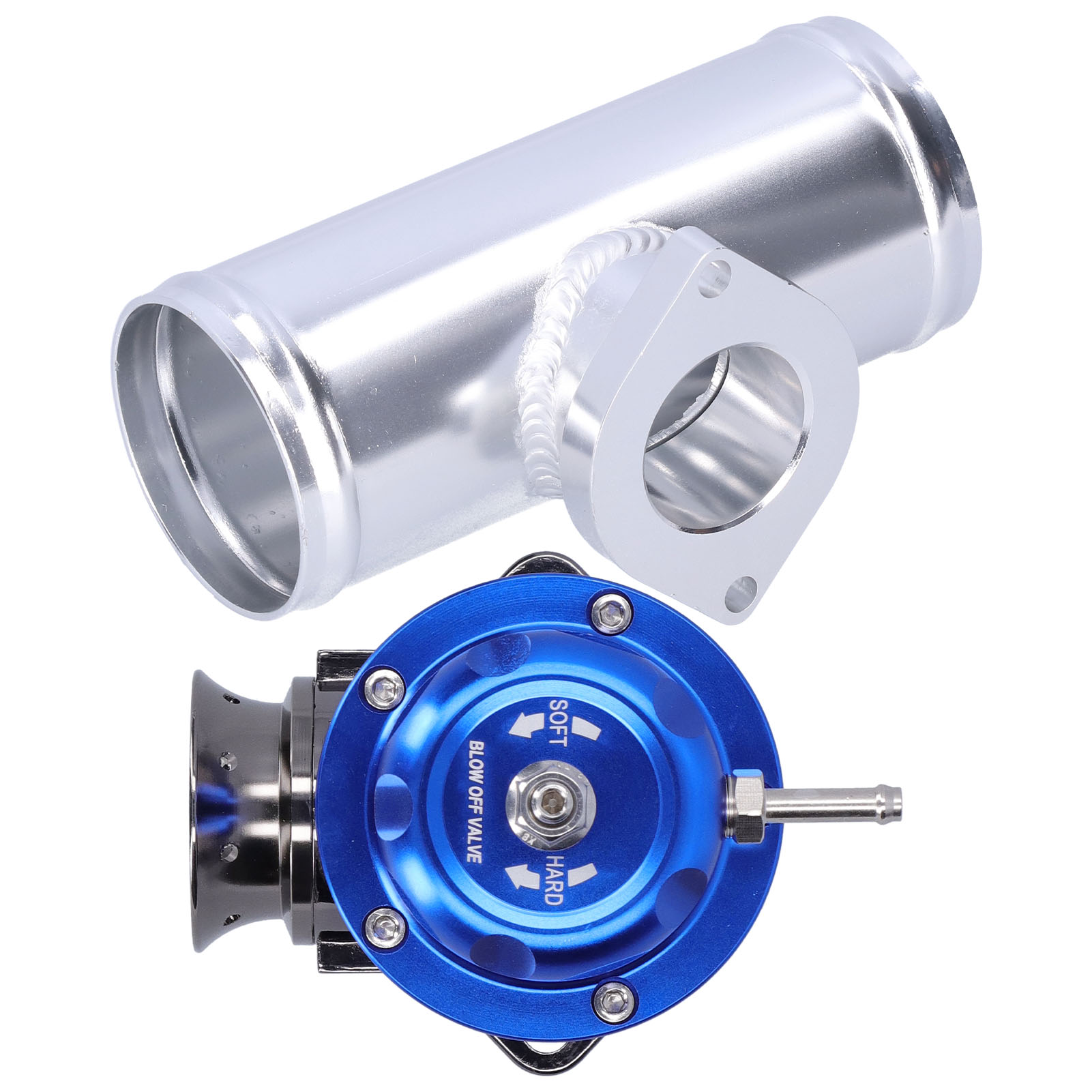 Aluminium-turbo-blow-off-schlauchflansch 2,5 Zoll Typ Rs Bov Universal-winkelstück Blaues Teil Für Boost-ventil