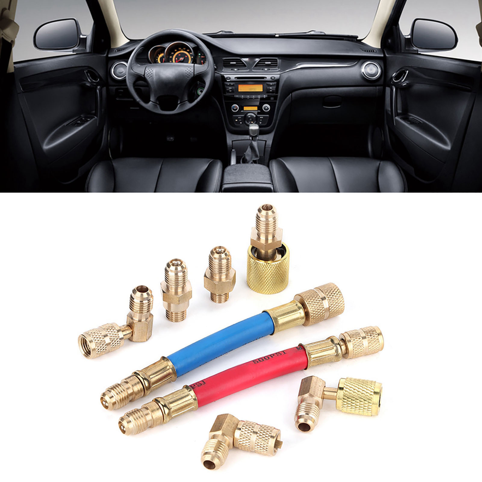 8-teiliges Set Klimaanlagen-kältemittel R-12a/c Anschlussadapter-schläuche R134a R12