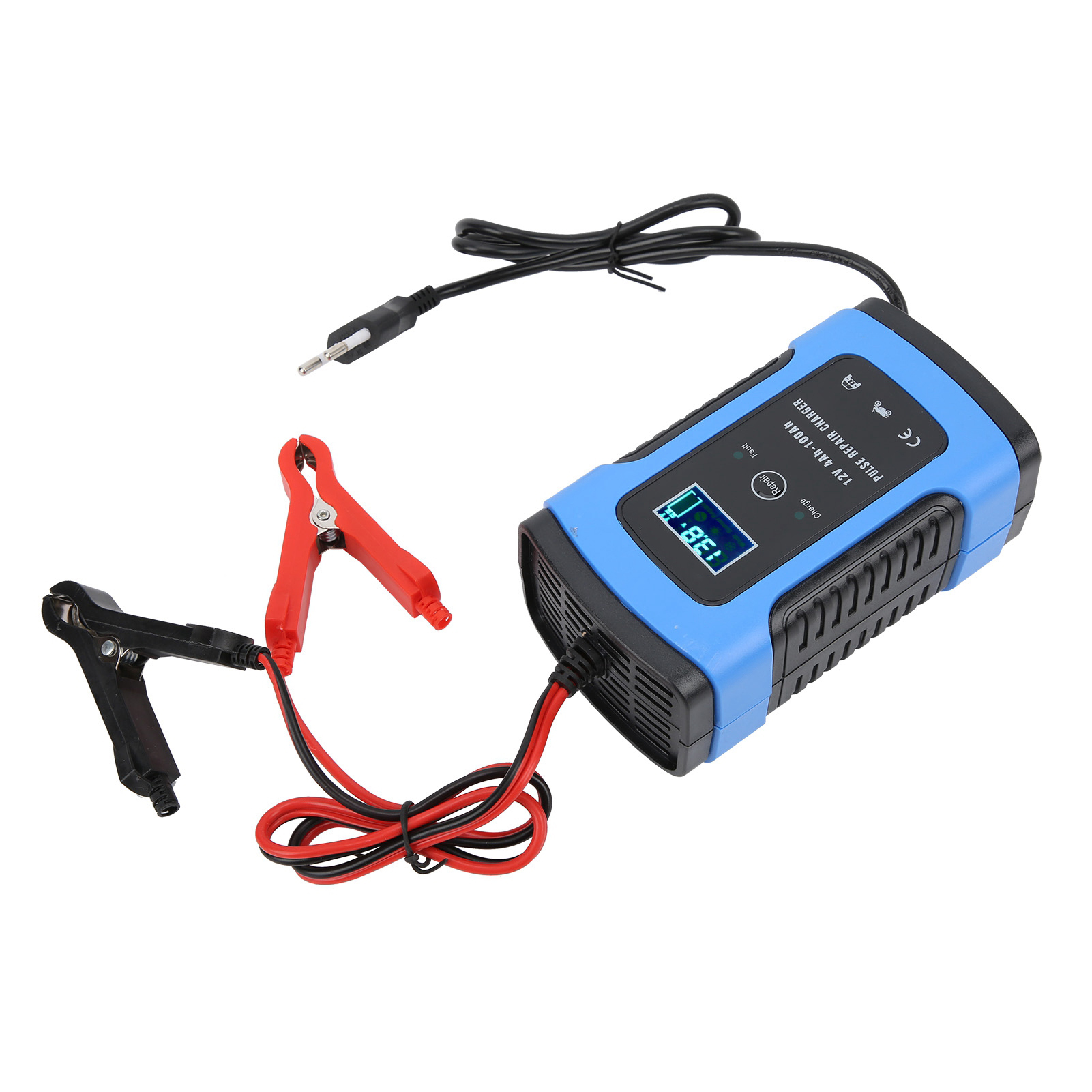 12v 6a Motorrad-batterieladegerät, Digitalanzeige, Intelligentes Wartungswerkzeug, 100–240v Eu-stecker