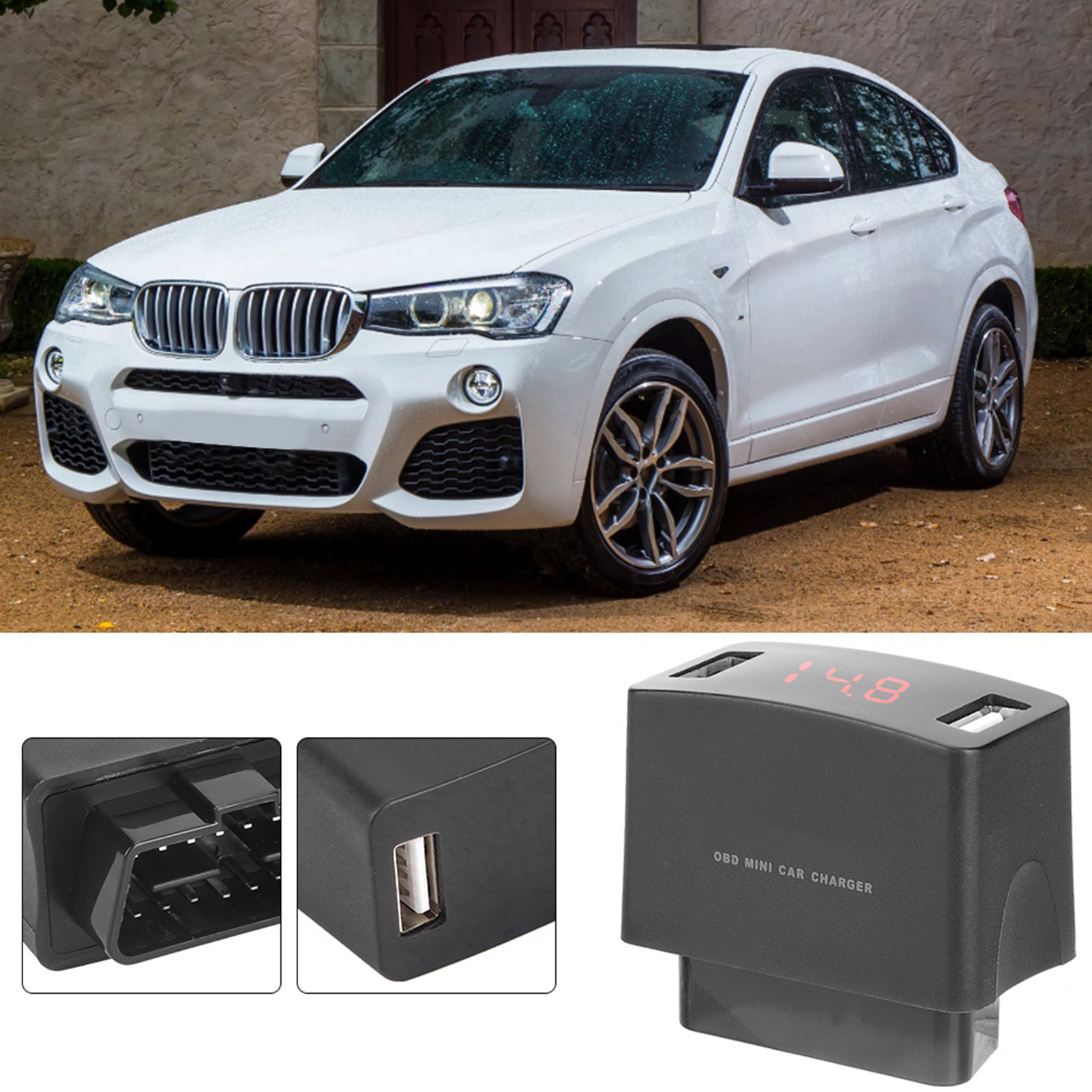 Duales Obd-mini-abs-usb-ladegerät Mit 12/24-v-spannungsanzeige Für Autos