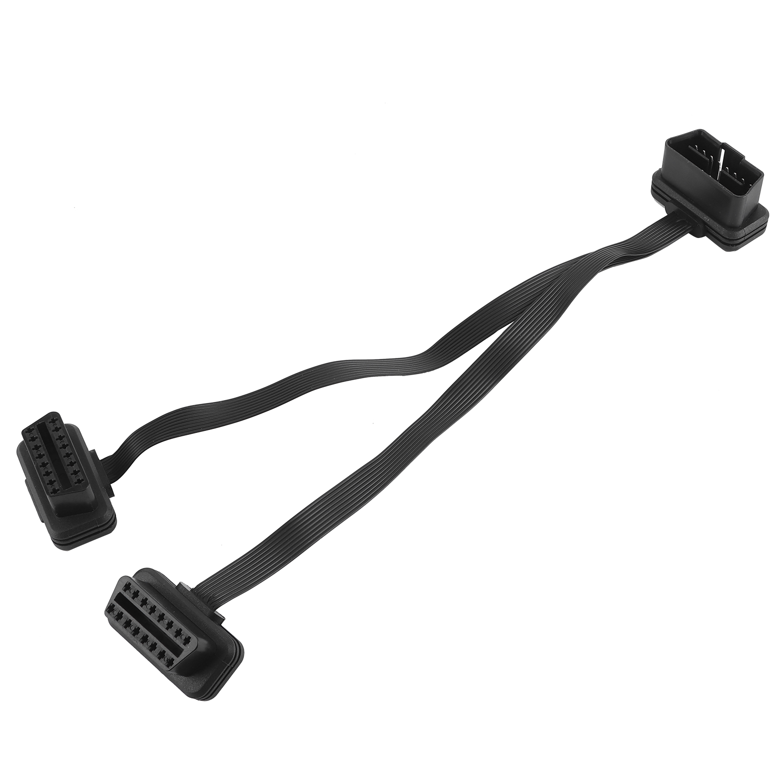 16-poliges Obd-verlängerungskabel, Gerader Stecker Auf Zwei Gerade Buchsen, Y-splitter-adapterstecker, Obd2-winkel, Flachkabel, 0,3 Meter