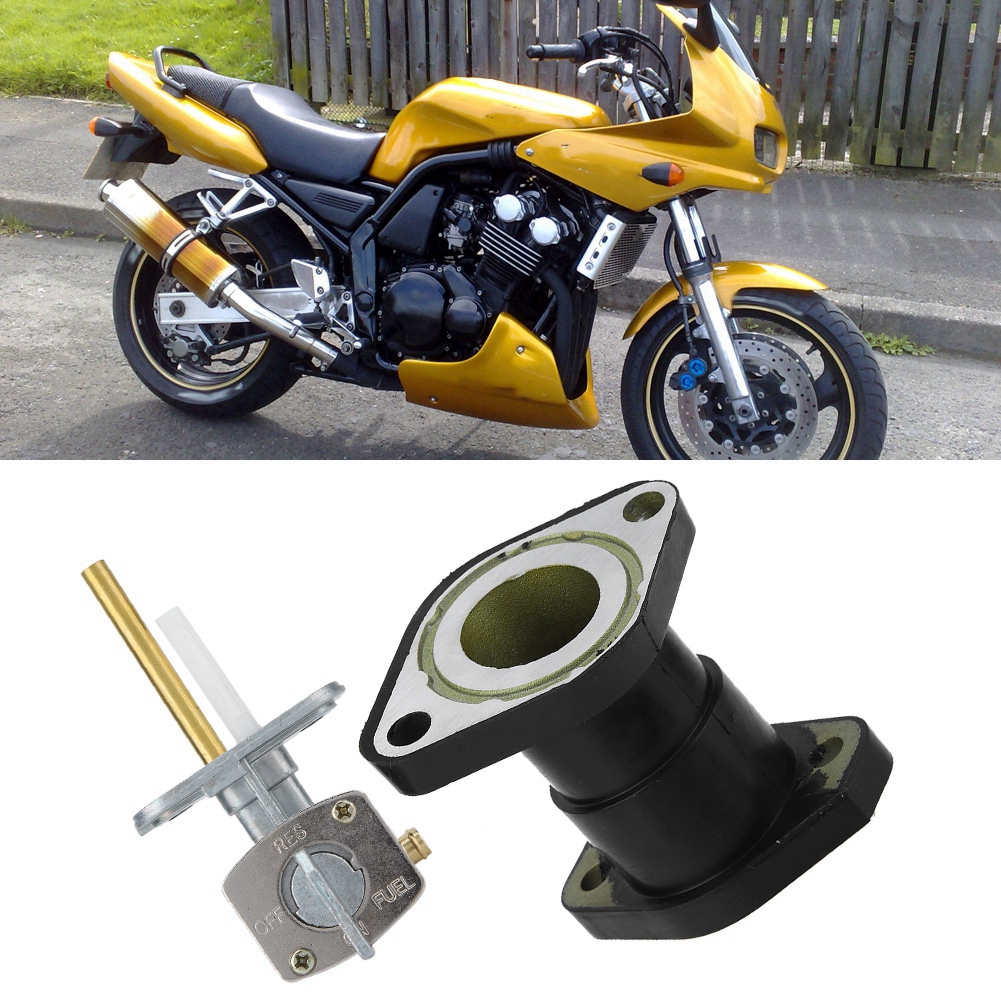 Satz Mit 2 Vergaser-ansaugkrümmern + Benzinhahn Für Yamaha Big Bear 350 Yfm350 (1987–1999) Motorradteile