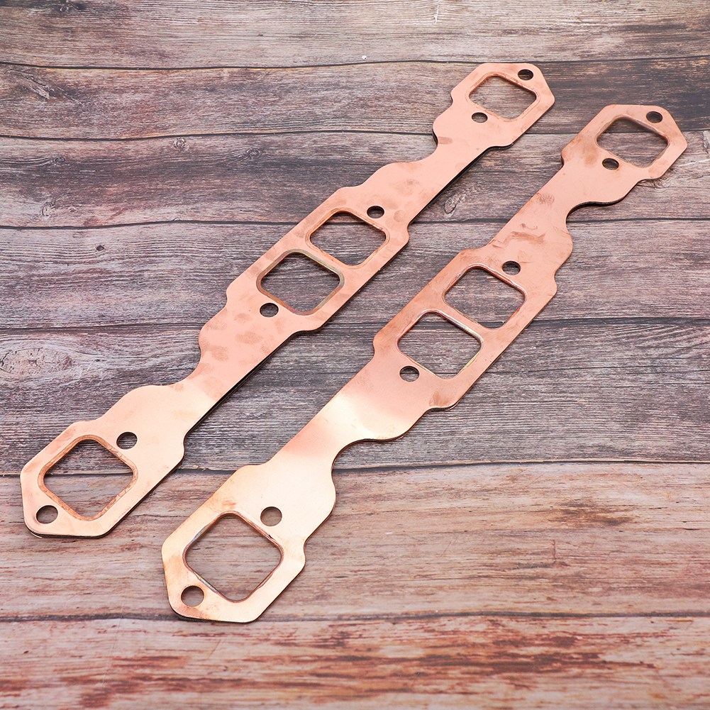 2 Wiederverwendbare, Quadratische, Kupferbeschichtete Auspuffdichtungen, Passend Für Sbc Chevy 327, 305 Und 350 Krümmer, Langlebige Motorabdichtung
