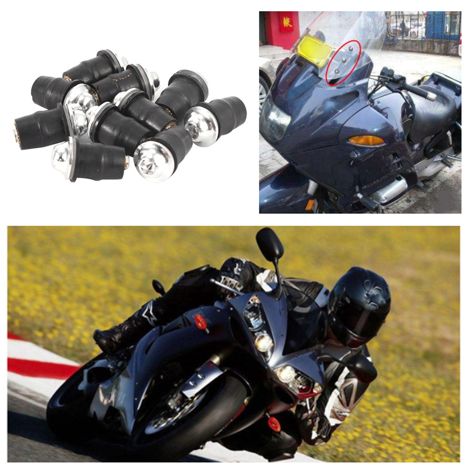 10 Stück Universal-motorrad-windschutzscheiben-schrauben M5 Innensechskantschrauben Silber