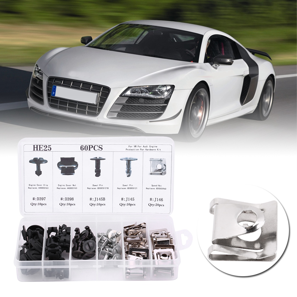 60 Audi Motorunterboden-befestigungsclips, 5 Modelle, Kunststoffschutz Und Muttern, Ersatzsatz Für Unterbodenabdeckung, Untere Abschirmung, Robuste Befestigung Für Limousine.