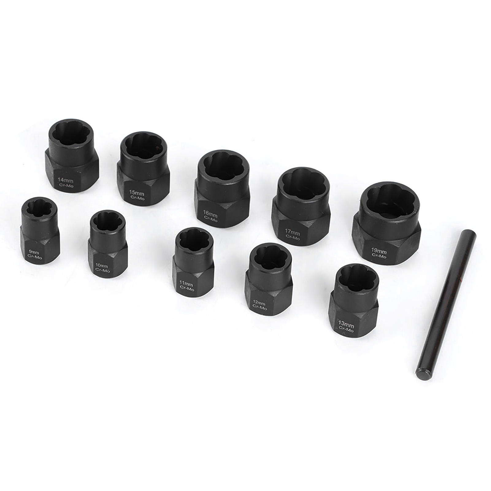 11-teiliges Set Beschädigte Muttern-sicherungsausdreher 3/8"-antriebsgröße Drehnuss Gerade Stangenset