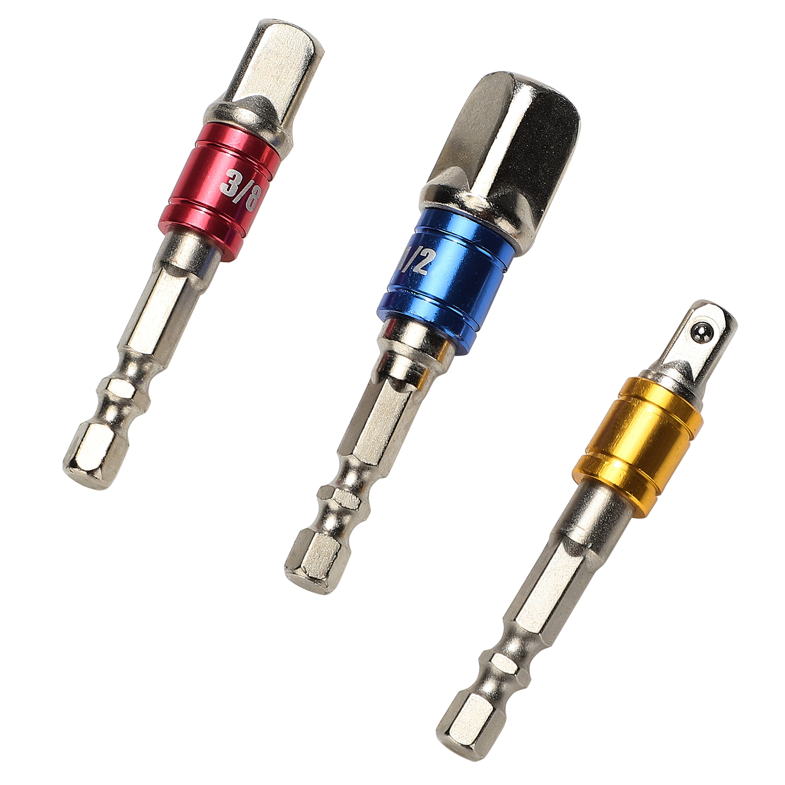 Set Bestehend Aus 3 Sechskant-steckschlüsseladaptern, 1/2"-vierkant-schlagschrauberbits, 3/8"-antriebshülse, 1/4"-antriebs-elektroschrauber, Steckschlüssel