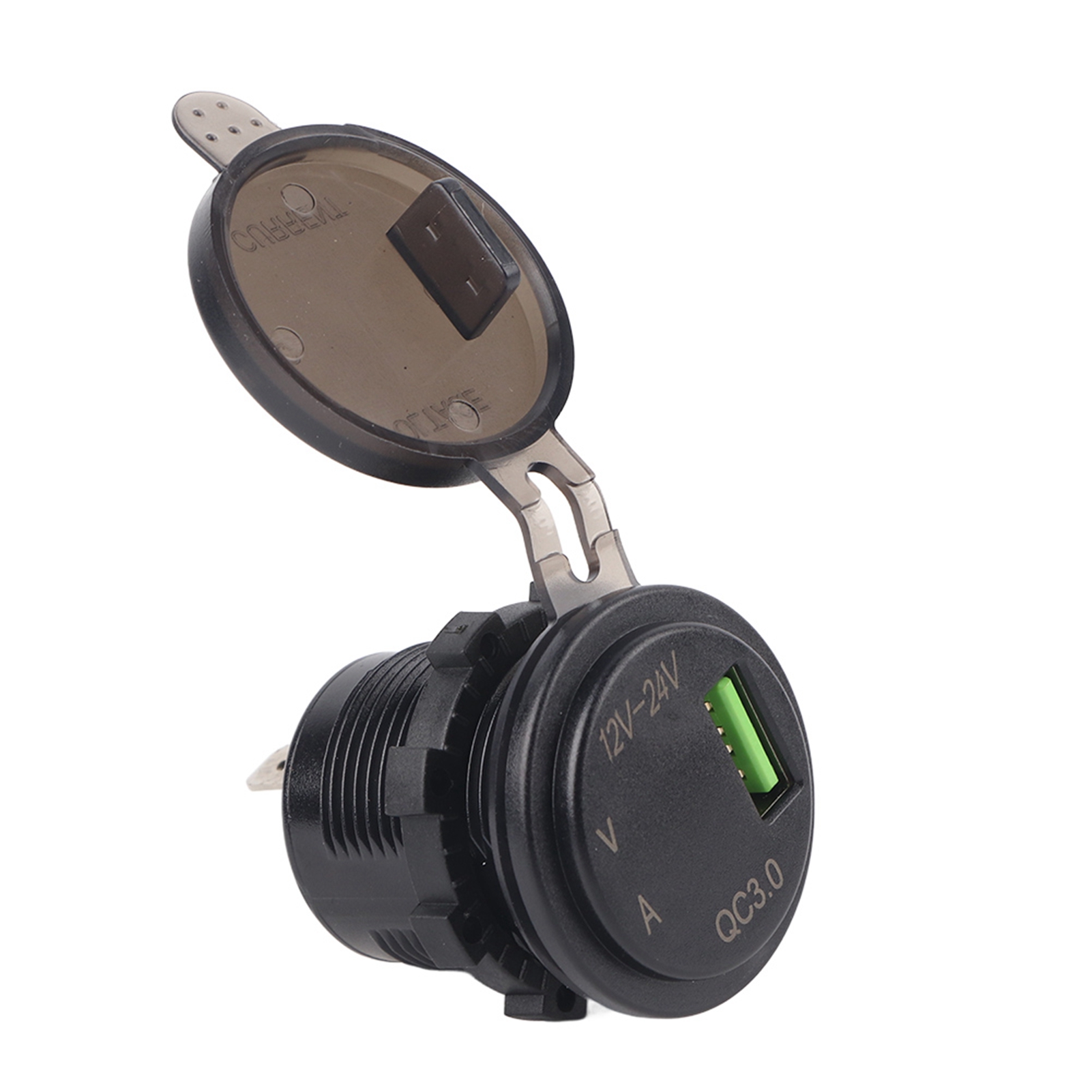 Usb-c-autoladegerät Mit Digitalanzeige (spannung/stromstärke), Wasserdichtem Monitor, Schnellladefunktion, 60 Cm Langem Rotem Kabel, Dc 12–24 V