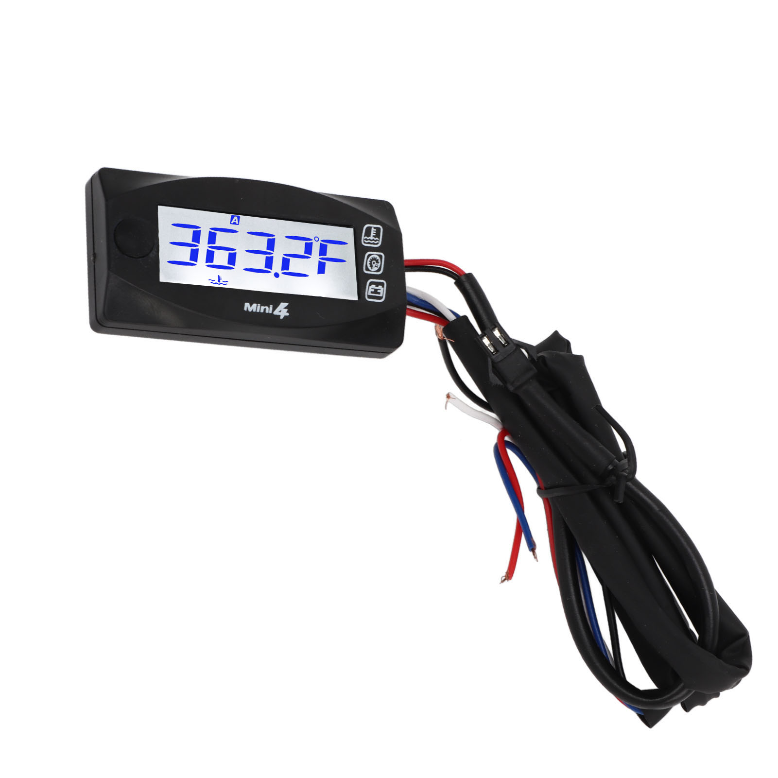 Blaues Lcd-motorrad-wassertemperaturmessgerät, Thermometer Mit 3-poligem Steckerkabelbaum, 16-mm-anzeige, Motorüberwachungsset.