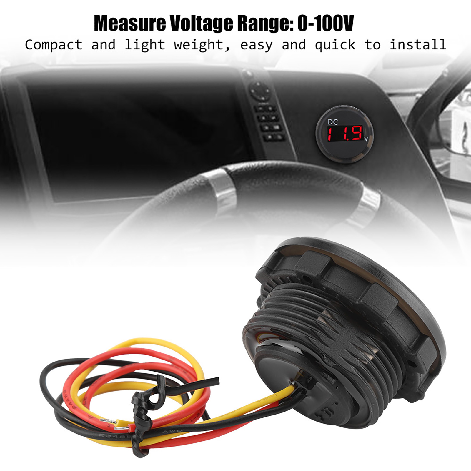 Digitales Dc-voltmeter 0-100v, Wasserdichtes Led-display Für Auto, Motorrad Und Boot, Spannungsmesspanel Mit Digitalanzeige.