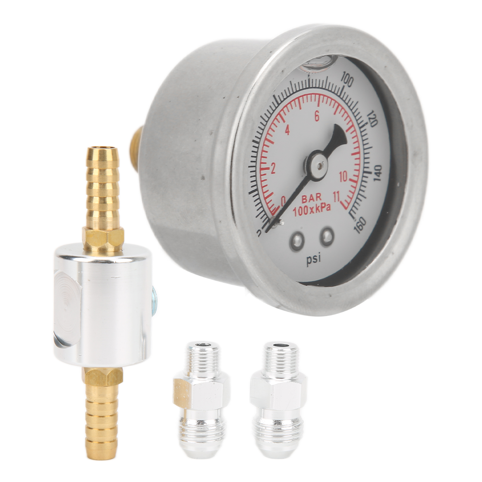 Universeller 1/8 Npt Kraftstoffdruckregler Mit Manometer, Bausatz Für Benzineinspritzsysteme, Fahrzeugkompatibel, Präzise Einstellung, Edelstahl.