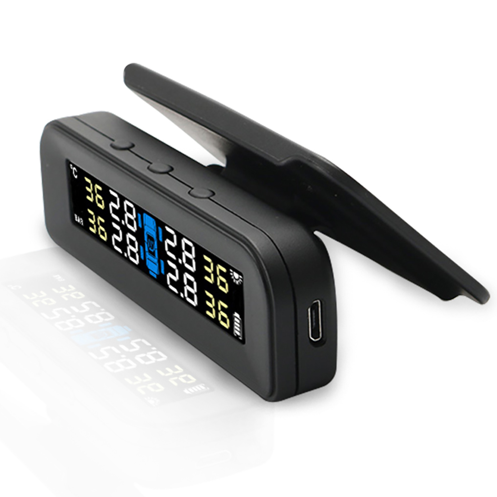 Universeller, Solarbetriebener Reifendrucksensor Mit Echtzeit-lcd-display, 4 Sensoren Und Tpms-anzeige