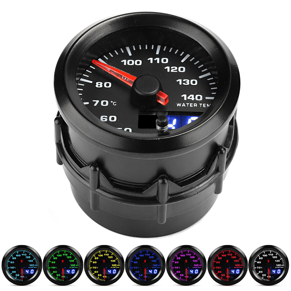 52 Mm / 2 Zoll Led-anzeige Mit 7 Farben, Kfz-wassertemperaturmesser (40–140 °c) Mit Sensor