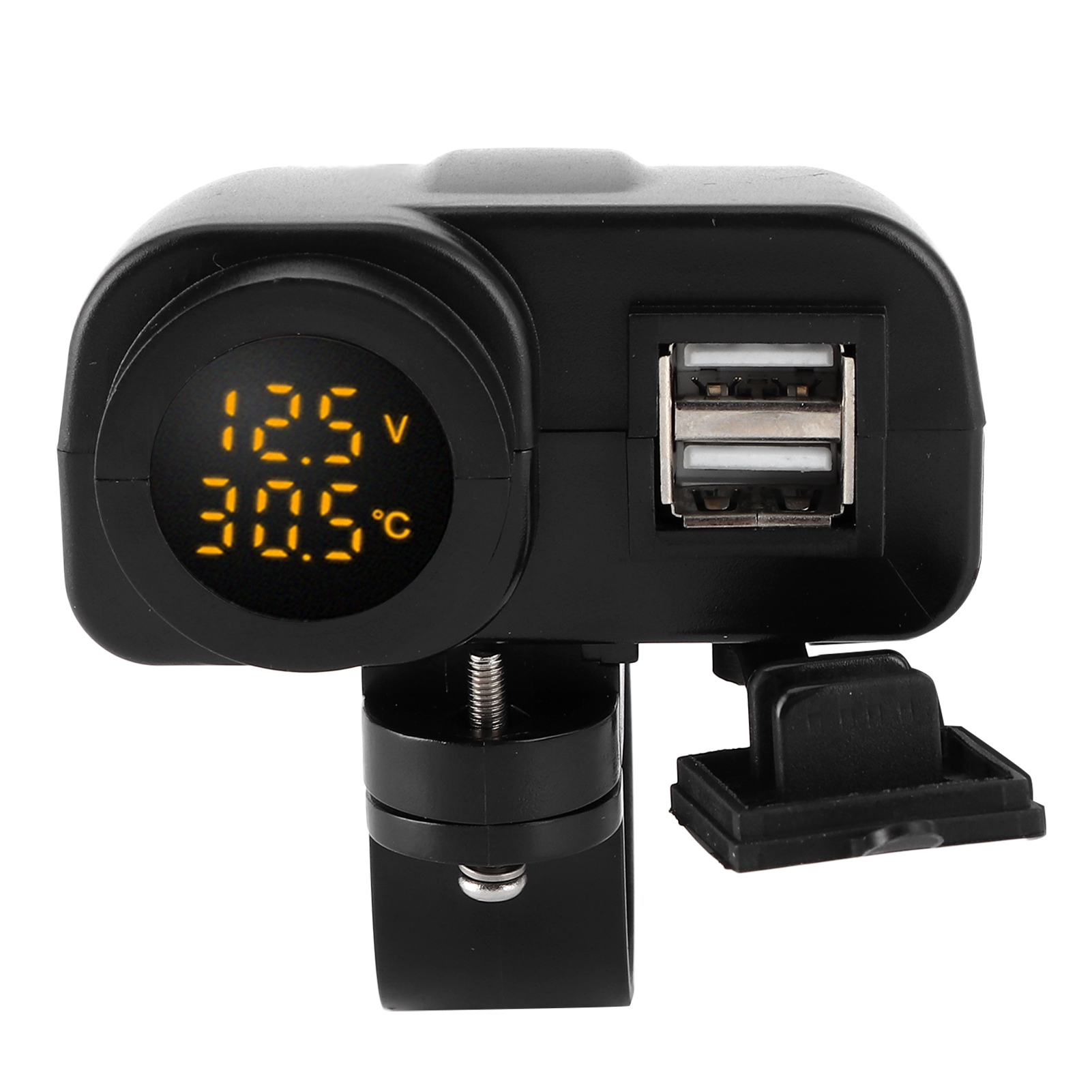 Motorrad-doppel-usb-ladegerät, Multifunktions-voltmeter, Thermometer Mit Wasserdichtem Gehäuse