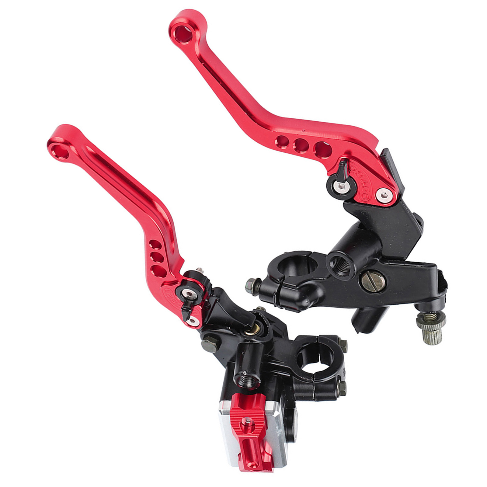 1 Paar 22-mm-universal-motorradbrems- Und Kupplungsgeberzylinderhebel, Roter Ausgleichsbehälter, 7/8