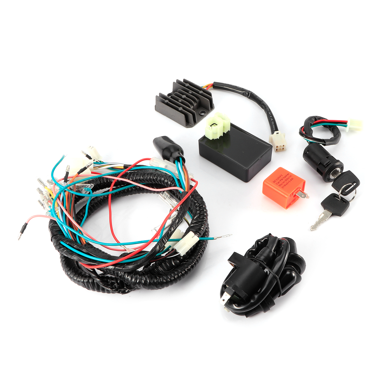 1 Satz Elektrischer Kabelbaum-kit Mit Summer, Zündschalter, Schlüsseln, Zündspule, Cdi-einheit Und Verkleidung, Passend Für Honda Cg125cc 150cc