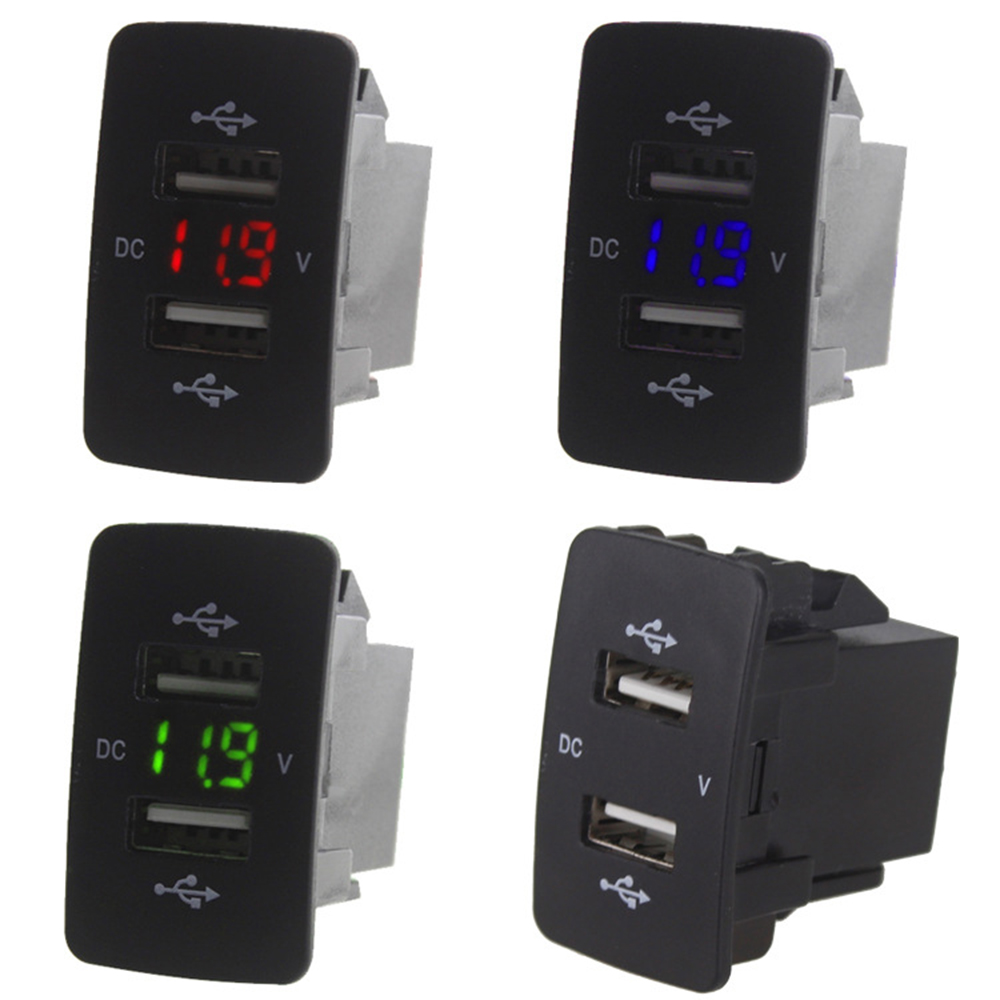 Dual-usb-kfz-ladegerät 12v/24v Mit Spannungsanzeige Und Zigarettenanzünderstecker-adapter Für Honda Civic, Cr, Fit Und City (grün)