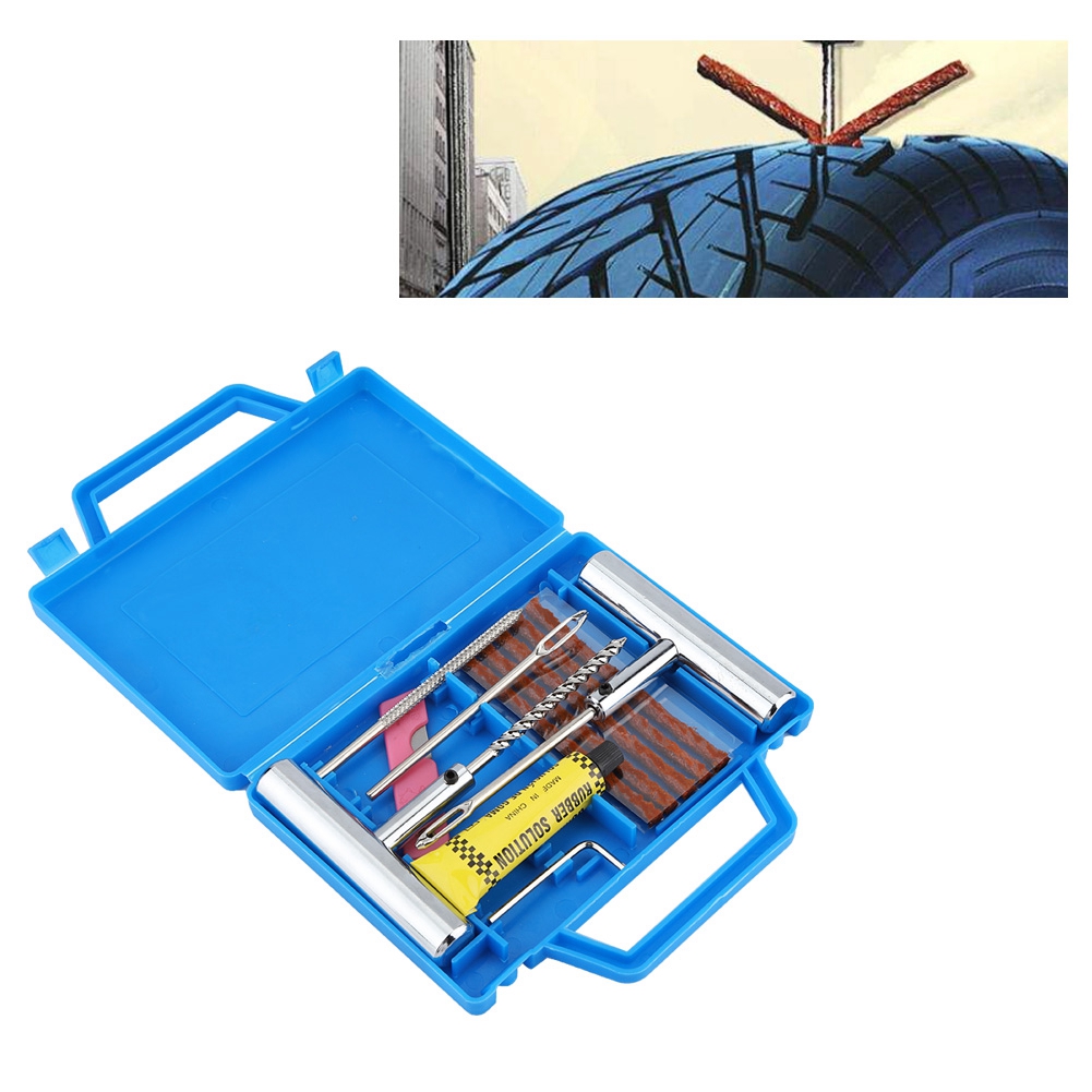 11-teiliges Reifenreparaturset, Motorrad-pannenreparaturset, Flickenset Mit Etui, Komplettes Reifenreparaturset