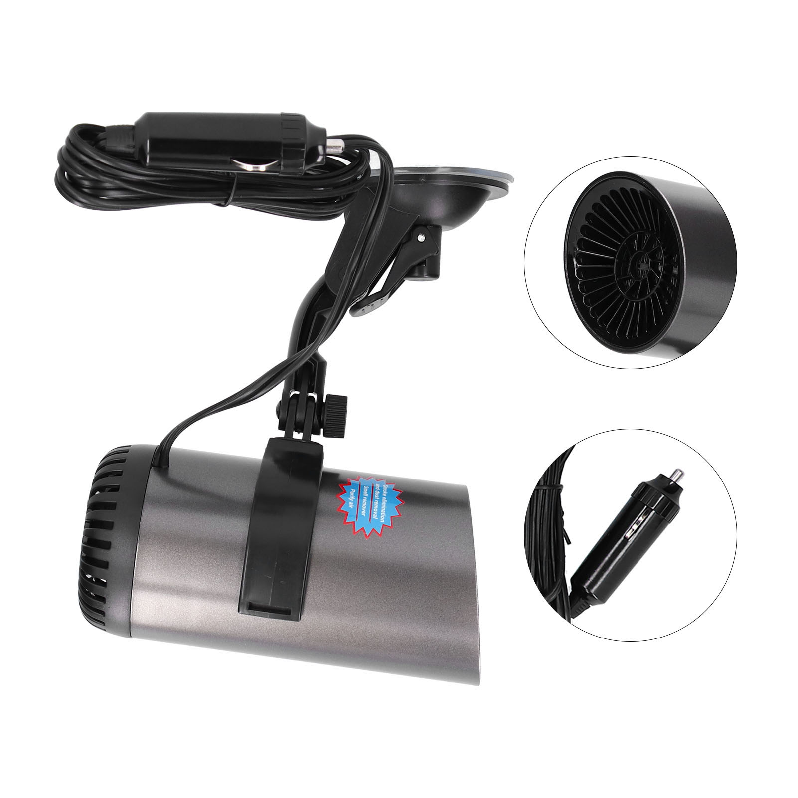 2-in-1 Auto-heizlüfter, 150 W, 12 V Dc, Tragbarer Entfeuchter Mit Zigarettenanzünderstecker Und 360° Drehbarem Saugnapf